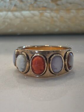 Antique 14k Gold Multi-Stone Cameo Band Ring
